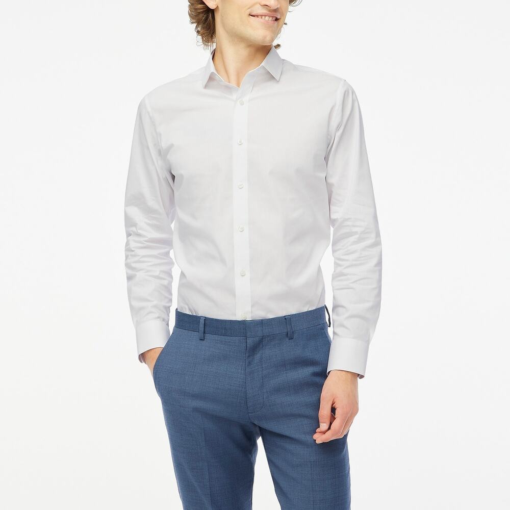 NWT J. Crew Men's Tailored Performance Bowery Dress Shirt Slim Fit White 17/35